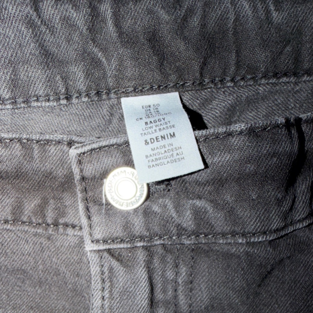 &DENIM Men's Baggy Low Rise Black Light Wash Cotton Denim 5-Pocket Jeans - Picture 6 of 12